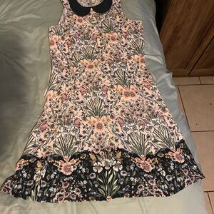 LC Lauren Conrad Floral Patterned Dress with Black Trim